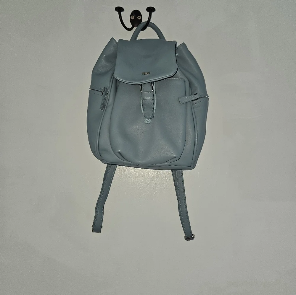 Gianvito Rossi Powder Blue Leather Backpack with Buckle Flap